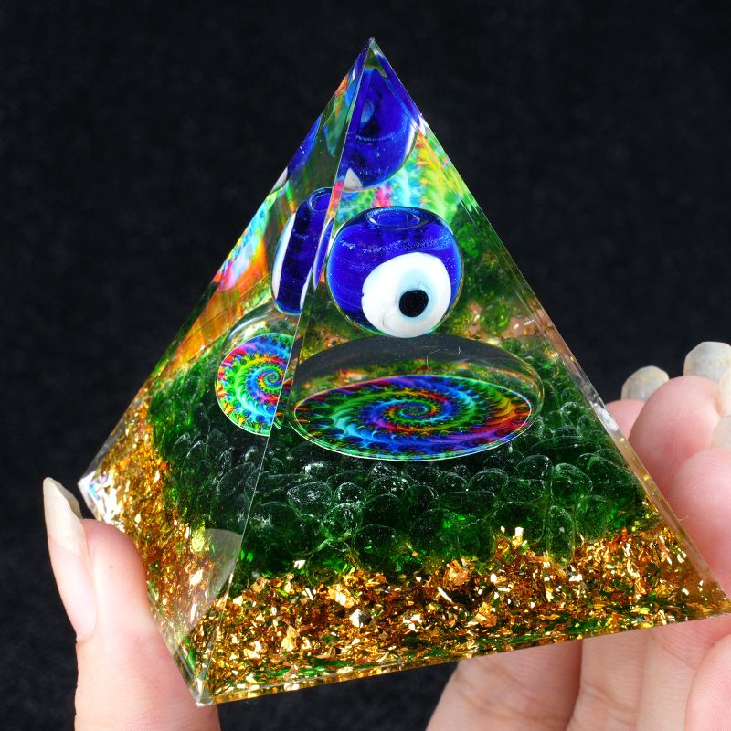 2376 Olhos Azuis Cristal Artificial Pirâmide De 6cm Casa Artesanato Resina Ornamento De Mesa Amazônia
