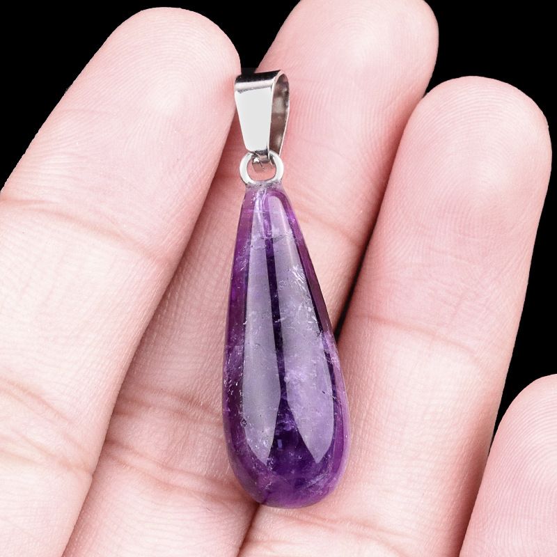 1462-25Mm pingente longo de gota de água, pedra semi-preciosa natural pingente longo de gota de água brincos DIY colar acessórios de jóias