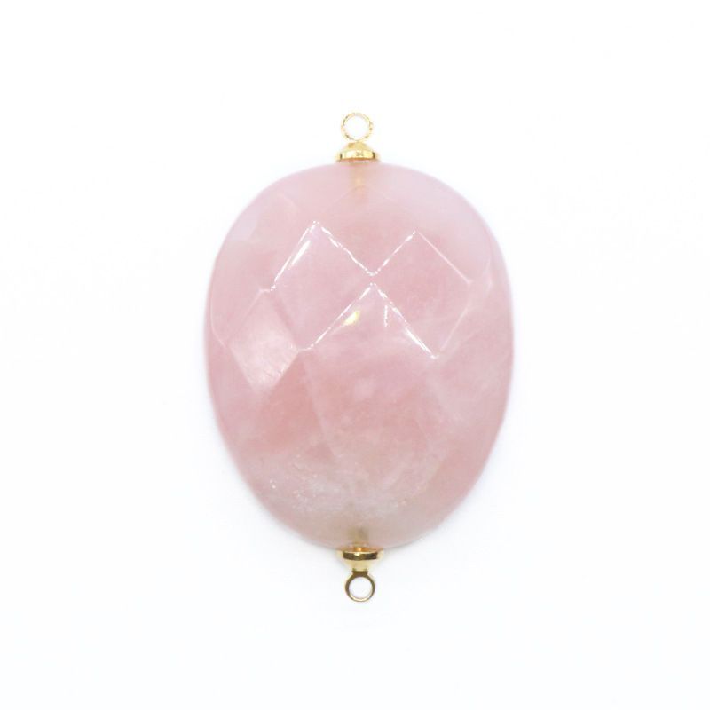 Pingente de furo duplo de corte de cristal rosa 38 * 24mmdiy pulseira colar brincos acessórios de jóias material