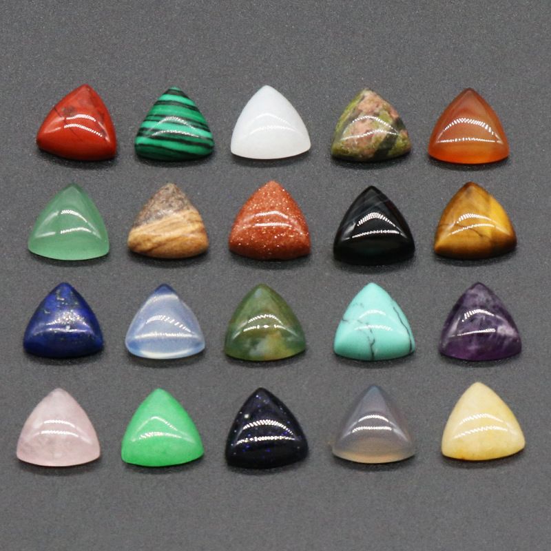 Superfície de anel triangular de 1226-10Mm, pedra de cristal natural única superfície curva triangular DIY jóias incrustadas com acessórios de pedra solta