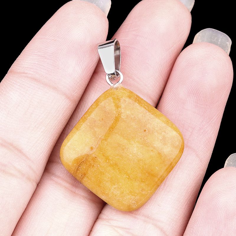 1822-24Mm cristal ágata jade quadrado pingente diagonal, pingente quadrado de pedra semi-preciosa acessórios de jóias DIY