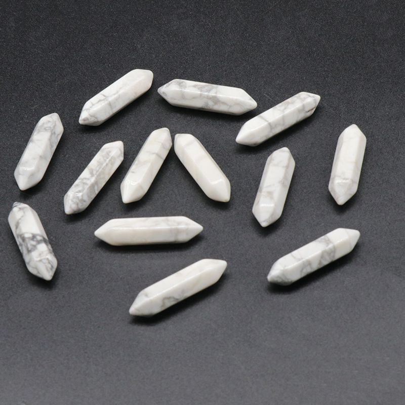 1063-Pedra semi-preciosa de cristal natural de duas cabeças pontiaguda superfície de corte de cone hexagonal pequeno pilar 8X31mm acessórios DIY