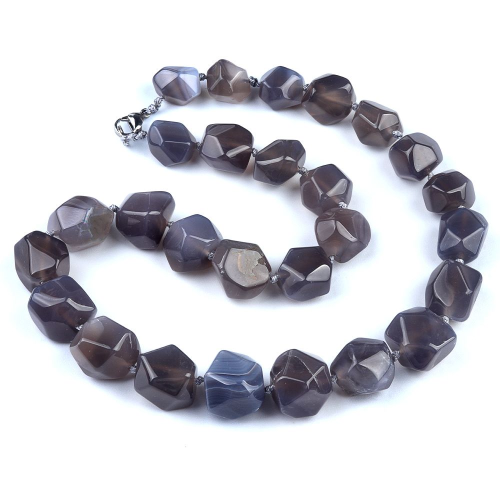 1906-Colar irregular de jade de ágata de cristal natural, pedra bruta polida e polida com colar de forma atada
