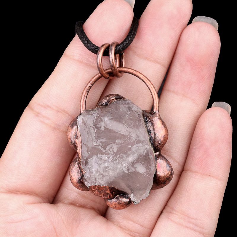 2161-Estilo retrô incrustado cristal ágata pedra semipreciosa colar pingente de pedra áspera moda versátil jóias