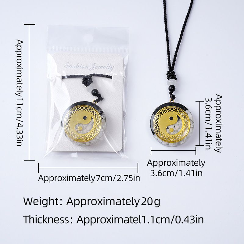 Novo Colar De Resina Bagua Natural Branco Pinho Hei Yao Cascalho Epóxi Incrustado Tai Chi Pingente Jóias
