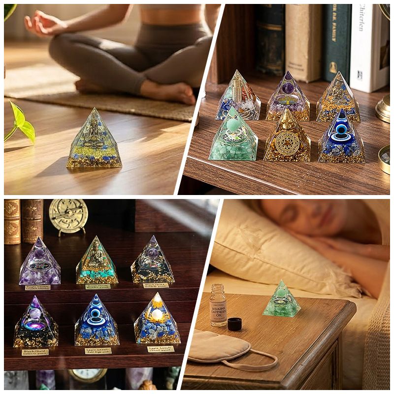 5Cm pirâmide de cristal natural Europeu e americano home office decoração desktop yoga meditação resina pirâmide ornamento