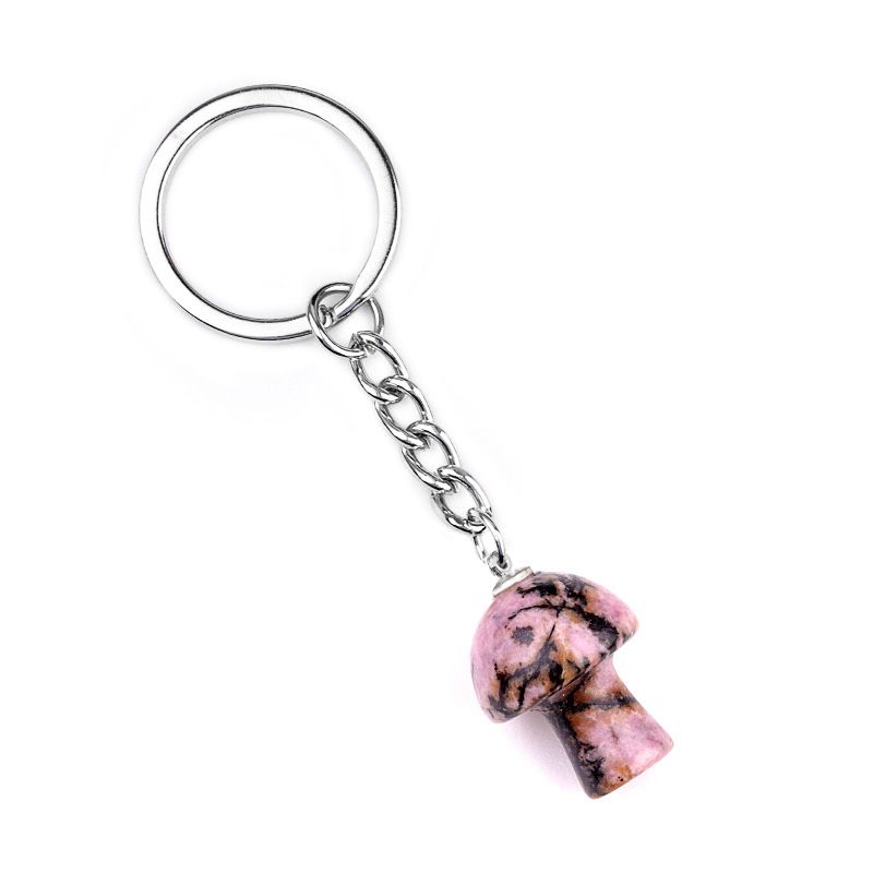 1324-Pedra de cristal natural de ágata 2cm pequeno cogumelo chaveiro pingente bonito saco de jóias pingente pequeno presente