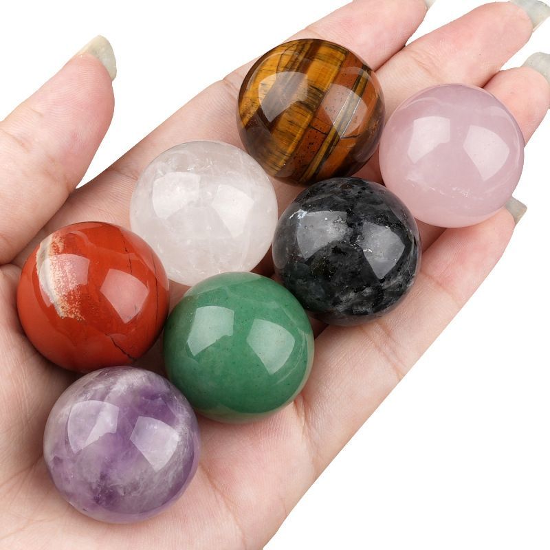 Bola redonda grande não porosa de 25 mm de ametista natural ágata olho de tigre pedra não porosa bola de miçangas redondas