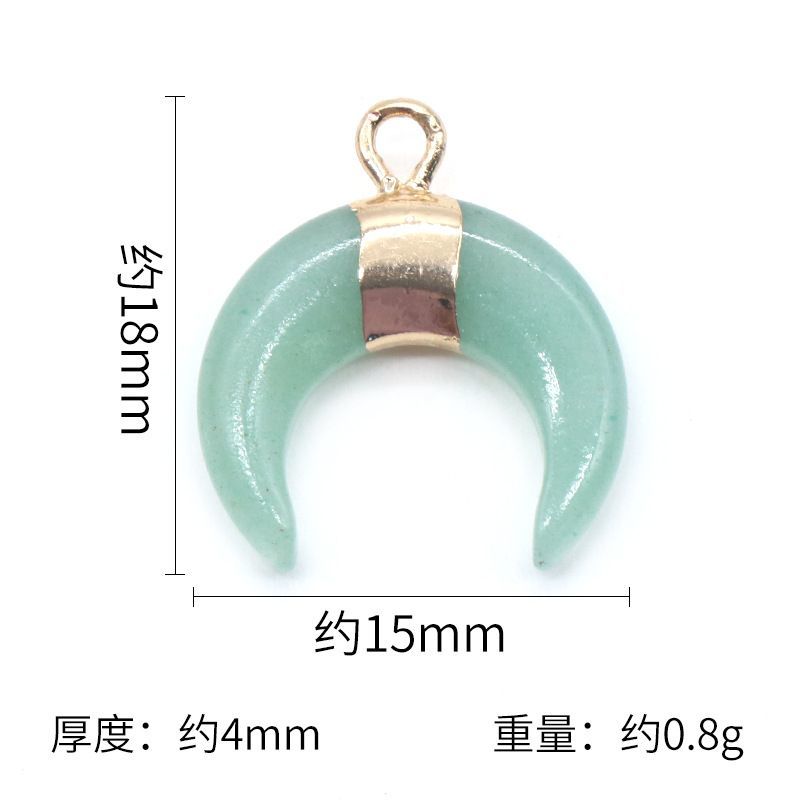 1440-Pó de cristal mini lua crescente pingente de chifre dourado Pingente de lua em forma de C DIY colar brincos material de jóias