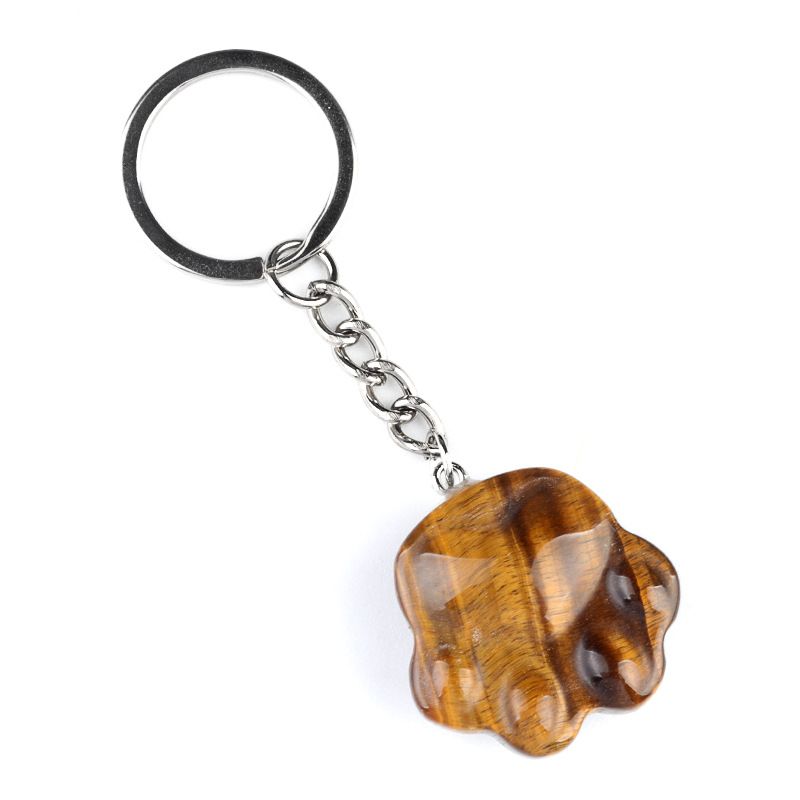 1976-Natural cristal ágata pedra 30mm gato pata chaveiro chaveiro saco de escola pingente presente casal