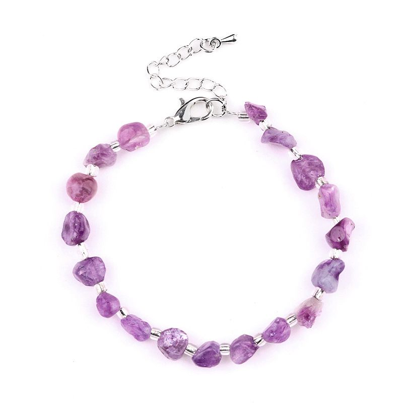 2077-Pulseira de ametista cristal azul turmalina cabelo cristal pulseira de pedra irregular mercadoria cênica