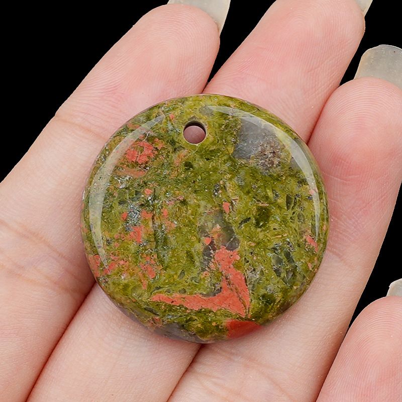 Pingente de pedra de cristal natural peça redonda de energia de pedra 30mm pode ser gravado DIY acessórios de jóias ornamento atacado