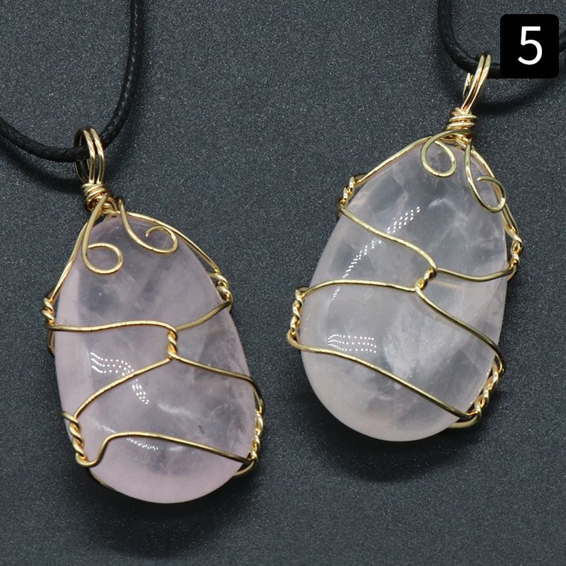 Ágata de cristal natural, pedra semipreciosa, pingente de enrolamento de gota de água, jade Dongling de cristal em pó, colar de pedra olho de tigre.