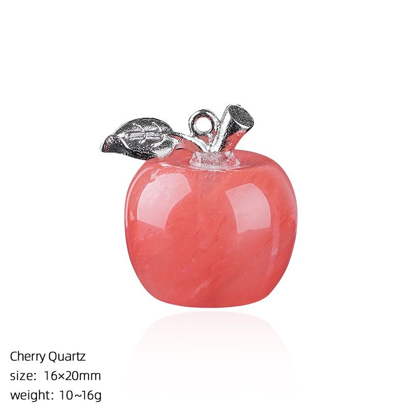 Maçã de cristal natural de 20Mm, colar artesanal de presente de Natal de véspera de Natal, pingente de maçã pequena de pedra natural.