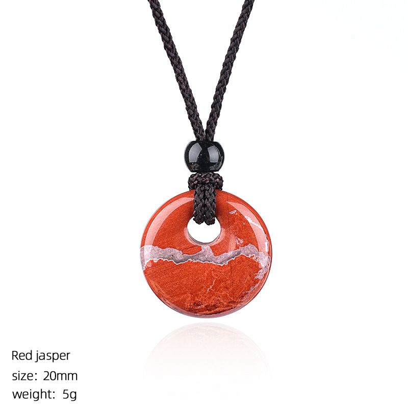 Pingente de fivela de segurança de cristal natural de 20Mm, colar de fivela de princesa redonda com grande buraco gravado em pedra selvagem, presente de Natal.