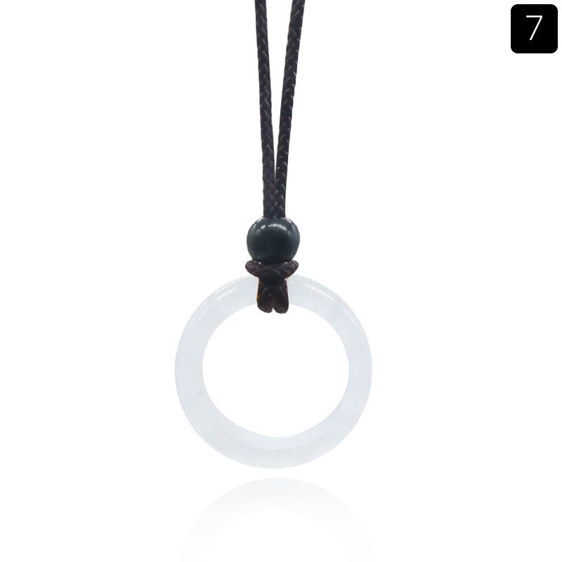 1435-Colar de Anel de Pedra de Cristal Natural Anel de Correr Clavícula Círculo Feminino Colar Simples Jóias