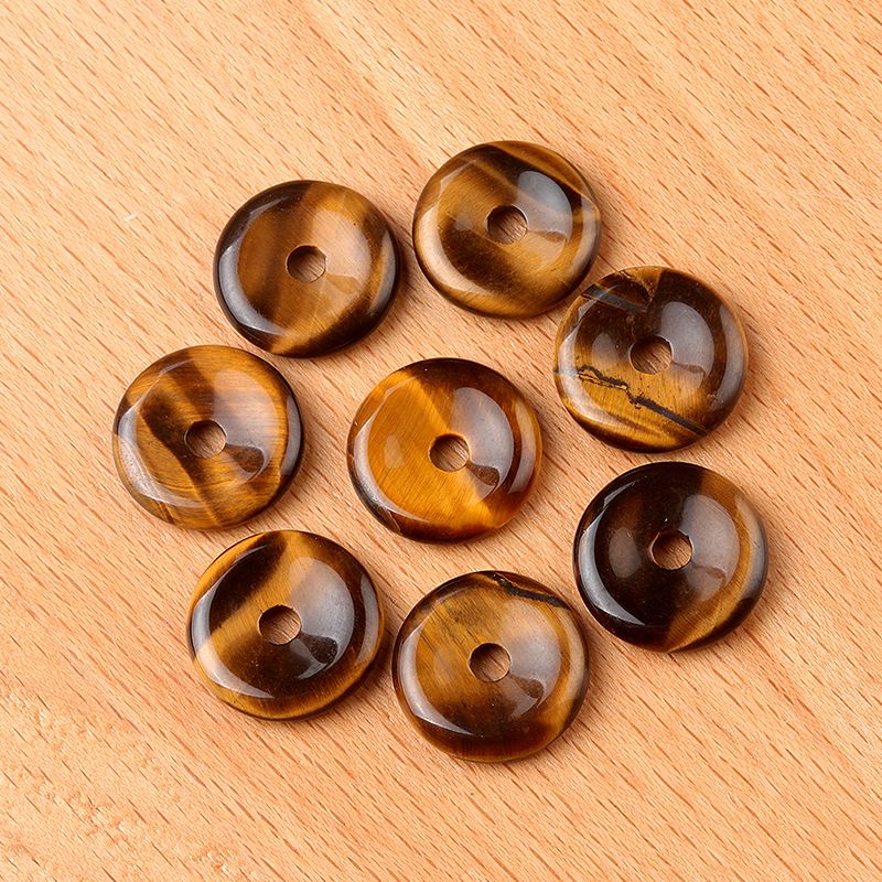 1641-12 ~ 16mm fivela de segurança, pingente de donut de pedra de ágata de cristal, anel de furo grande acessórios de jóias DIY