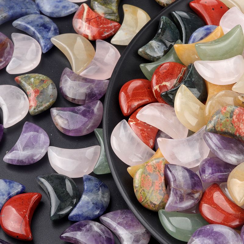 1668-20Mm lua não porosa, ágata de cristal natural cabeça de pedra semipreciosa crescente DIY material de joalheria artesanal