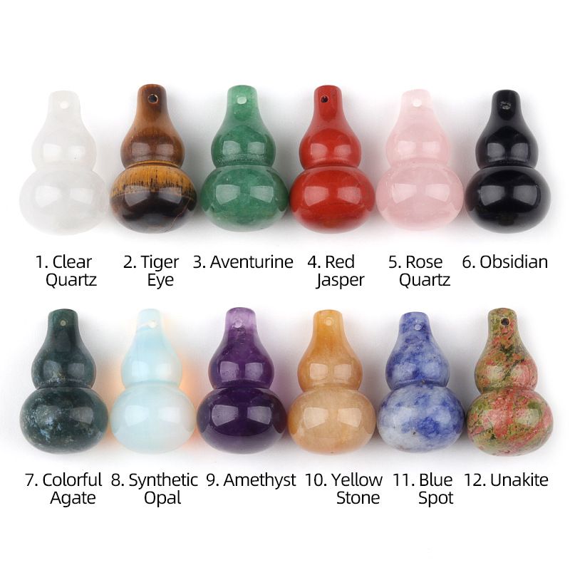 30Mm pingente de cabaça de cristal natural, tecido cultural e acessórios de jogo DIY jade ágata pequeno pingente de cabaça de jóias