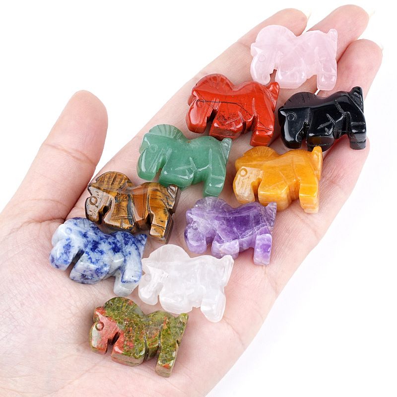 1 polegada de cristal natural pônei ornamento home desktop micro paisagem Ano do Cavalo mascote ágata escultura decoração cavalo
