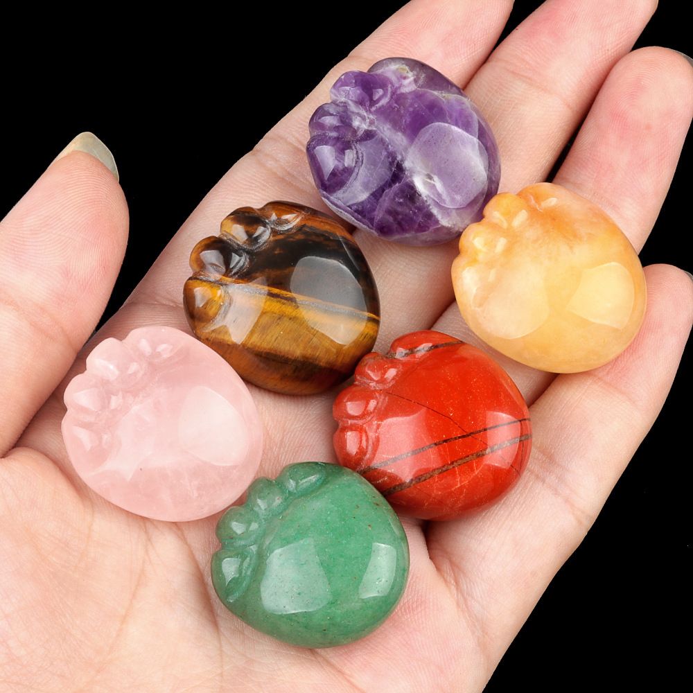 Natural cristal ágata pedra pequenos pés gato garra ornamento criativo escritório desktop decoração presente