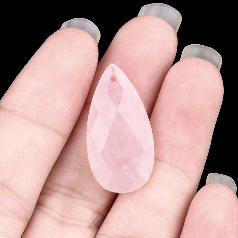 2062-Natural pó cristal ametista gota de água corte rosto DIY colar brincos pingente jóias pingente acessórios