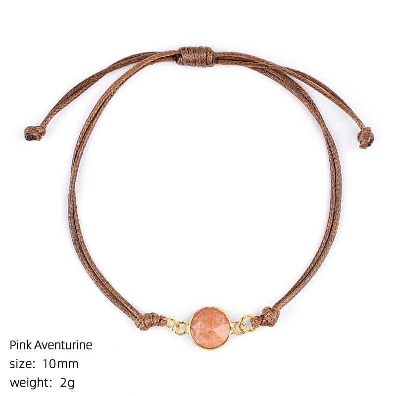Pulseira de cristal natural retro boêmio tecido à mão ajustável corte de pedra bruta transfronteiriça fornecimento especial