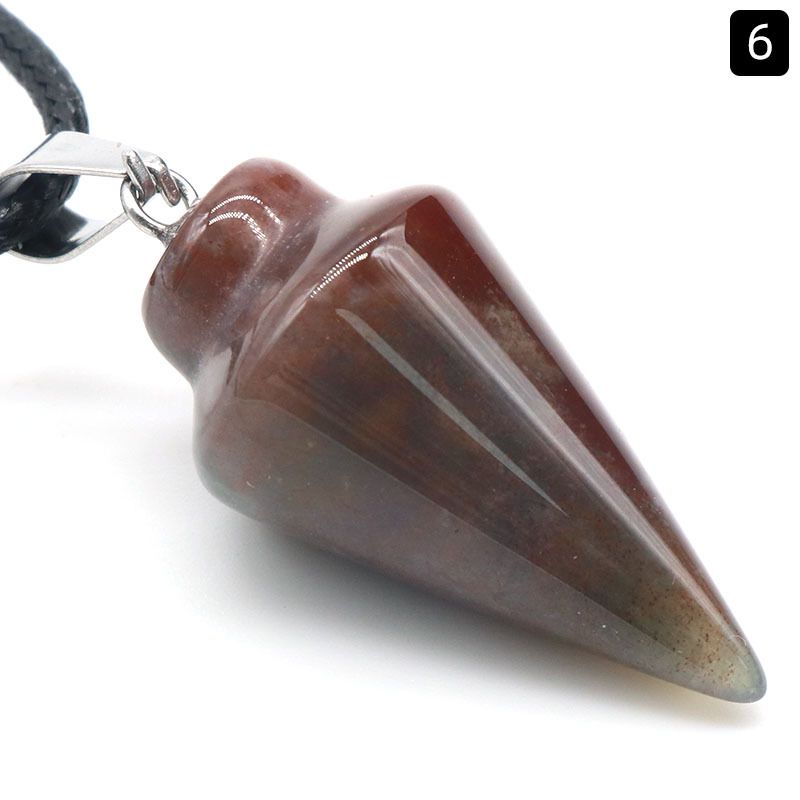 1259-Pingente cônico de cristal de ágata natural 16x30mm colar cônico transfronteiriço transmissão ao vivo jóias de pedra natural