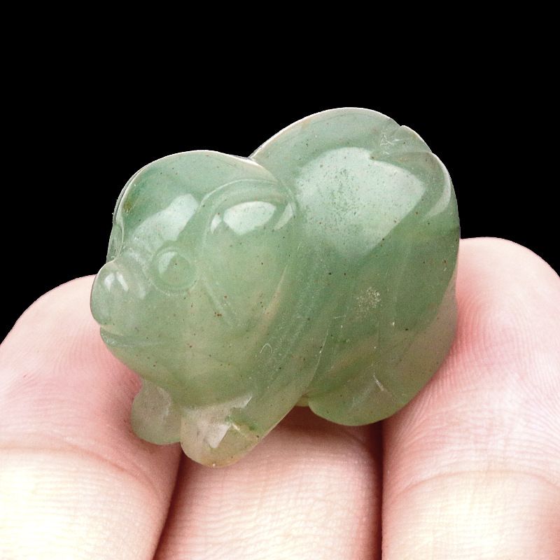 1794-1Em pedra de ágata de cristal natural de leitão gravado mini enfeite artesanal de animal pequeno