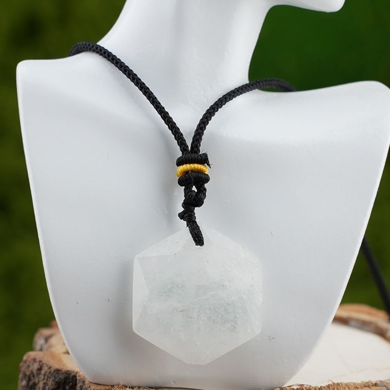 Pingente de hexagrama de cristal natural, pedra olho de tigre ametista, colar de pedra semipreciosa de cristal branco, pingente de joias.