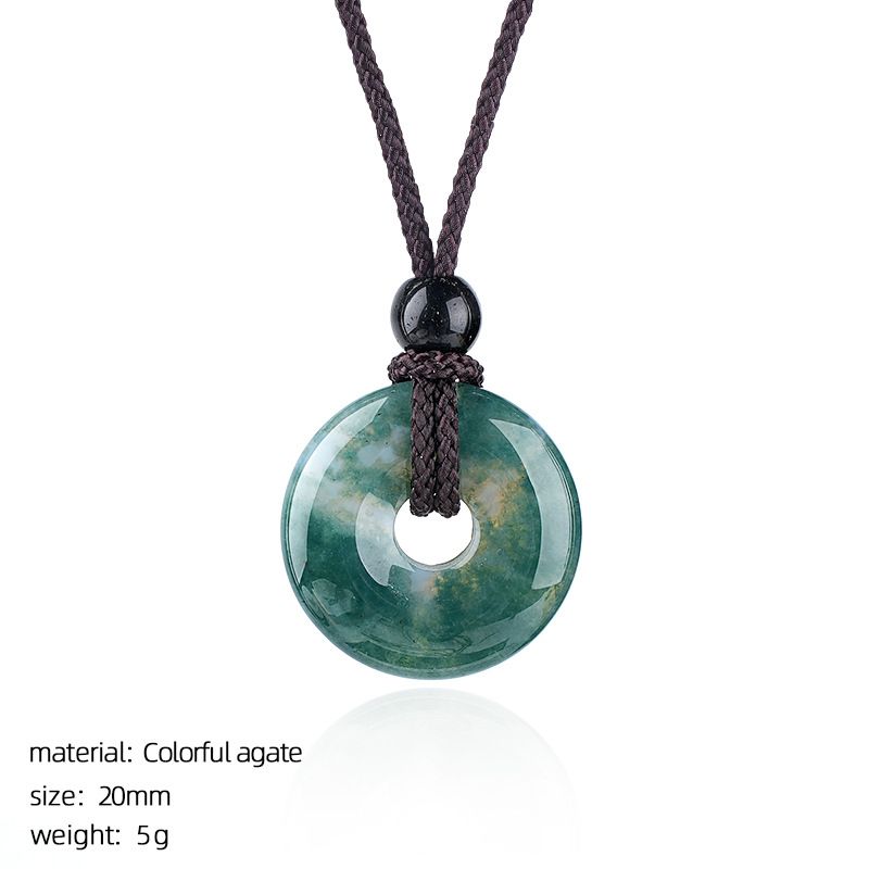 Colar de fivela de segurança de ágata de cristal 20Mm Nova pedra natural chinesa gravada em volta de ágata pingente de fivela de segurança nostálgica