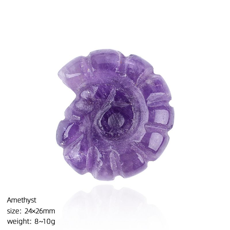 2422 Concha de cristal natural gravura tridimensional dupla face ornamento de micro-paisagem doméstica em forma de caracol concha de gema não porosa