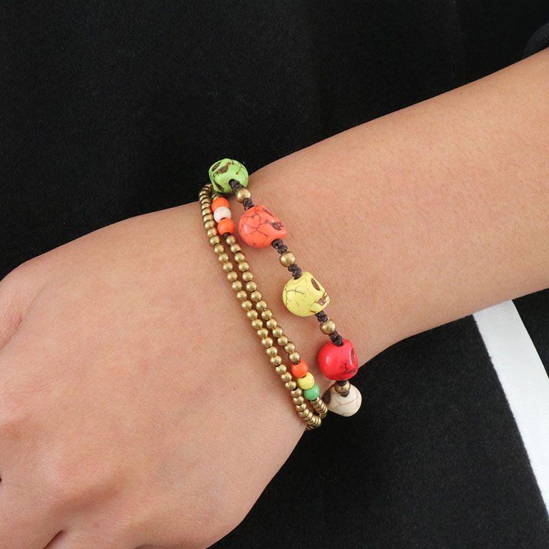 1155-Colorido Turquesa Crânio Pulseira desejo AliExpress Ebay Transfronteiriço Jóias Pulseira