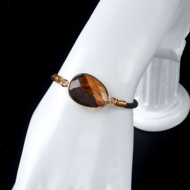 1711-Pulseira de bainha irregular com corte de ametista natural Corda de mão ajustável para casais masculinos e femininos