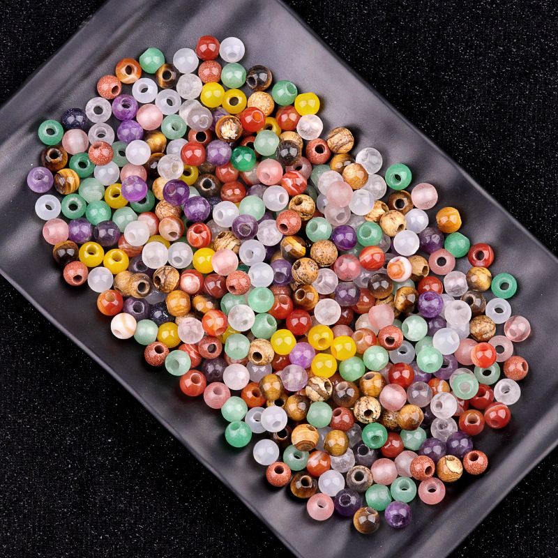 309-Grânulos Macroporosos Cristal Natural Ágata Jade Pedra Macroporosa Grânulos Soltos 8mm Buraco 3mmdiy Tecelagem Acessórios