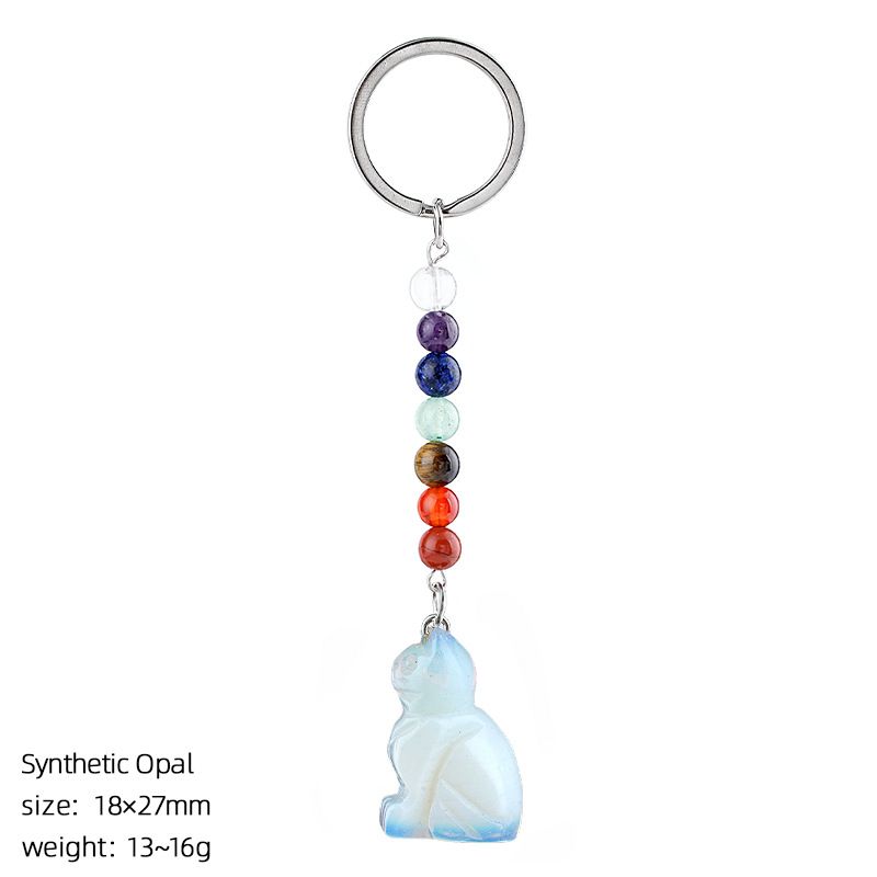 1956 Pingente de gatinho de pedra natural chakra colorido cordão de cristal ágata gravado pingente de gatinho