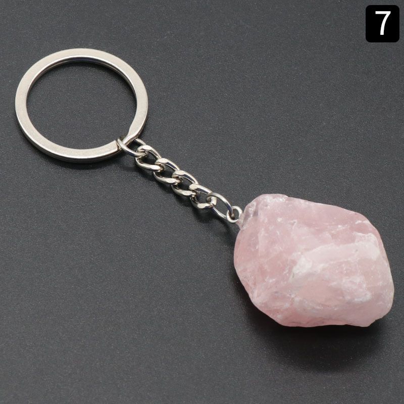 1157-Chaveiro de pedra natural Pingente de jóias de pedras preciosas de cristal natural