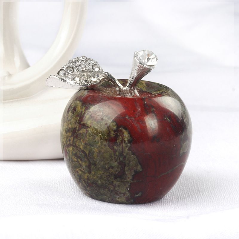 Maçã grande 1742-30Mm, ornamento de pedra de cristal natural, ornamento de maçã de cristal de Natal na véspera de Natal