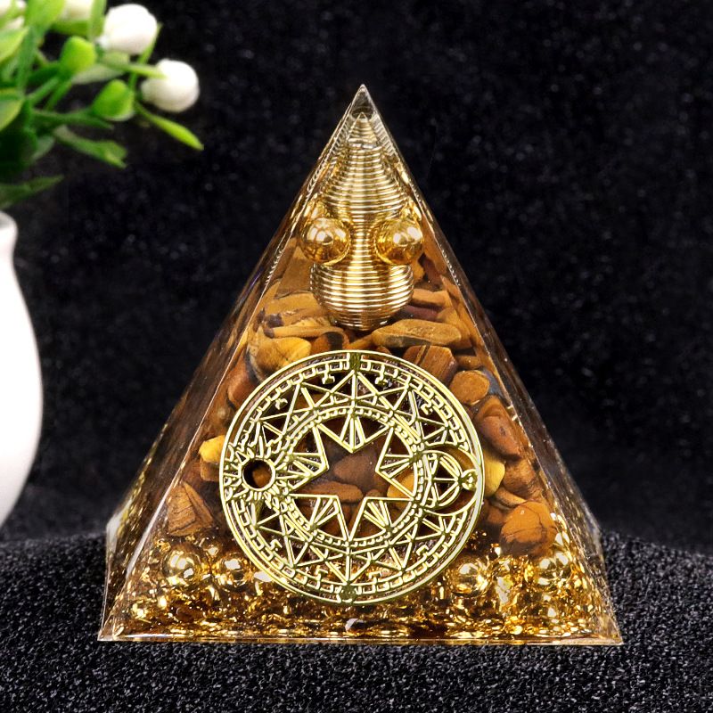 Série 2115-Q Pirâmide de cascalho de cristal de 6cm, ornamento doméstico de artesanato de resina epóxi