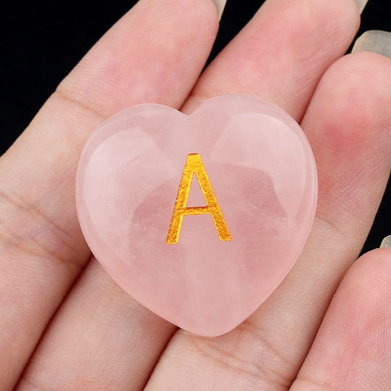 2331-Amor de cristal em pó natural 26 letras artesanato de pedra semipreciosa decoração para casa pequeno ornamento inglês