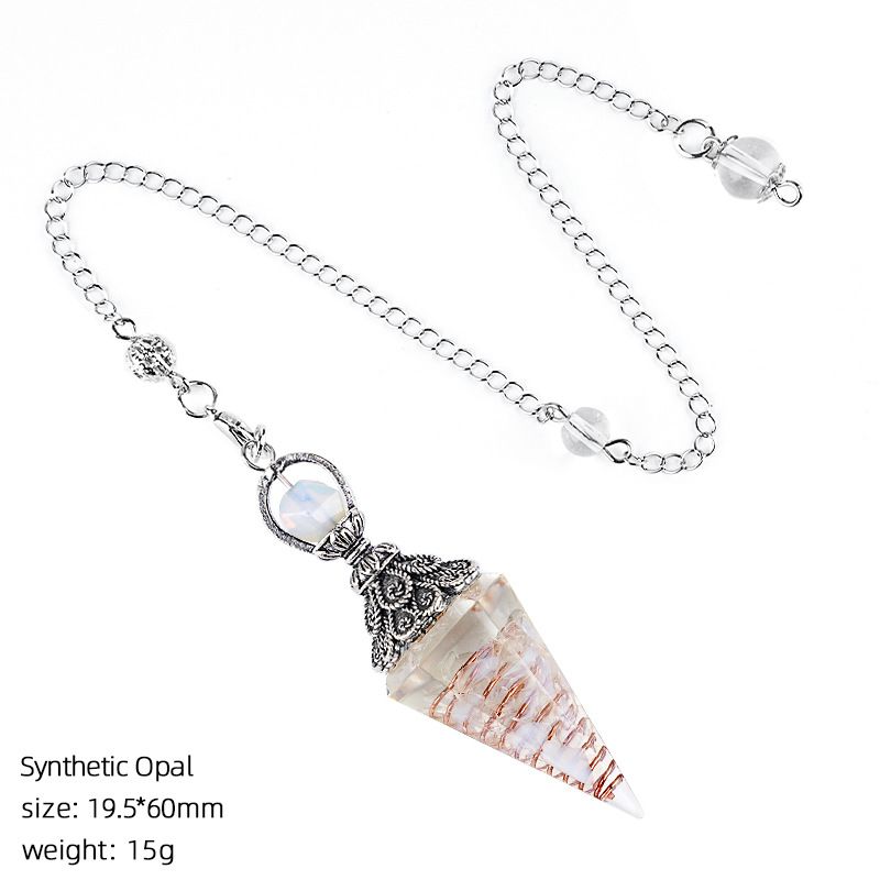 Pingente de pêndulo de cristal de resina personalizada Hexagonal Cone Rhombus Agate Gravel Yoga Meditação Freqüência Ajustável Pêndulo Epóxi
