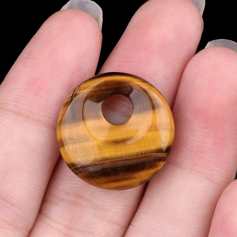 2303-20mm Pedra de Cristal Natural com Furo de Paz Pingente Fivela Princesa Acessório Nostálgico DIY