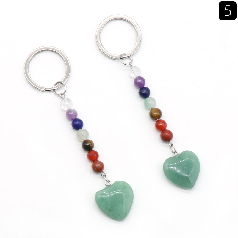 1471-Pingente de chaveiro de amor de pedra colorida de cristal natural, jóias e pingente de bagagem DIY chaveiro.