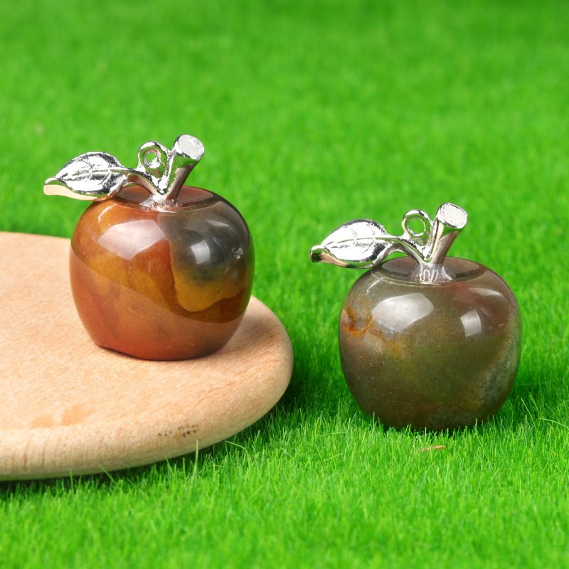1718-Mini Pingente de Maçã de Cristal Natural Pingente de Maçã Pequeno, Véspera de Natal