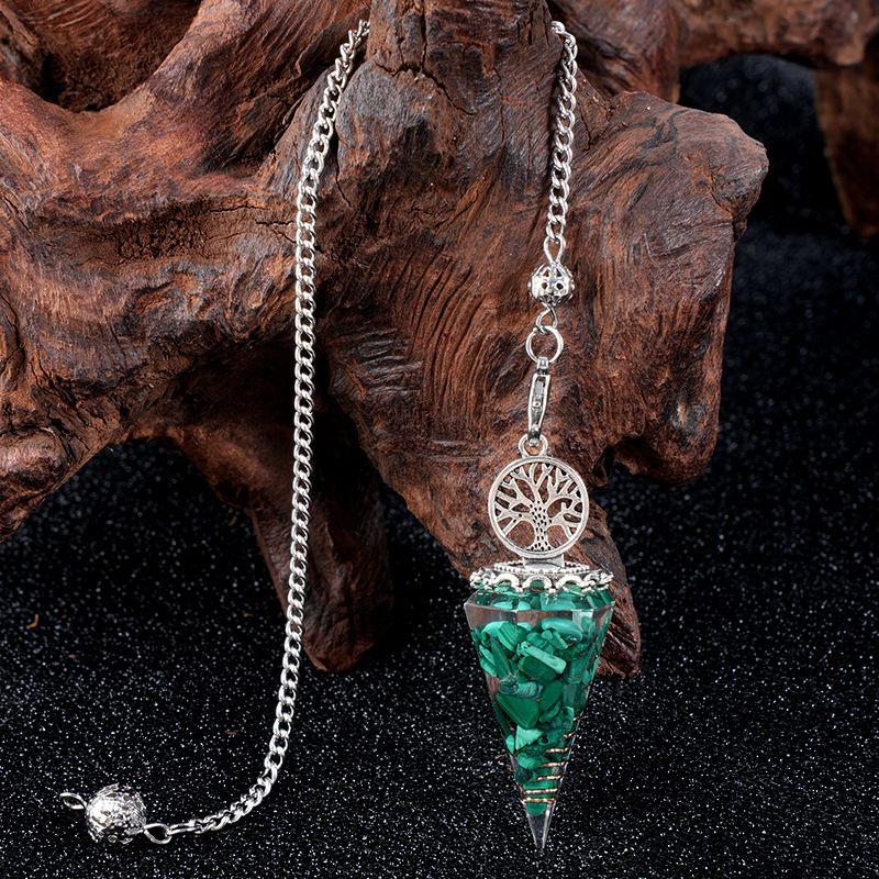 Nova Liga Árvore da Vida Pingente De Resina Pingente De Cristal Meditação Pêndulo De Corrente De Cinto Epóxi Vintage