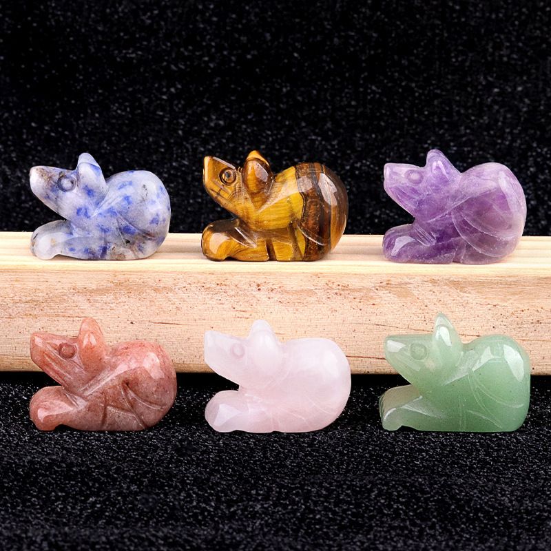 2119-1In Ametista Olho de Tigre Pedra Dongling Jade Mouse Ornamento Escultura Pequeno Animal Casa Ornamento de Mesa