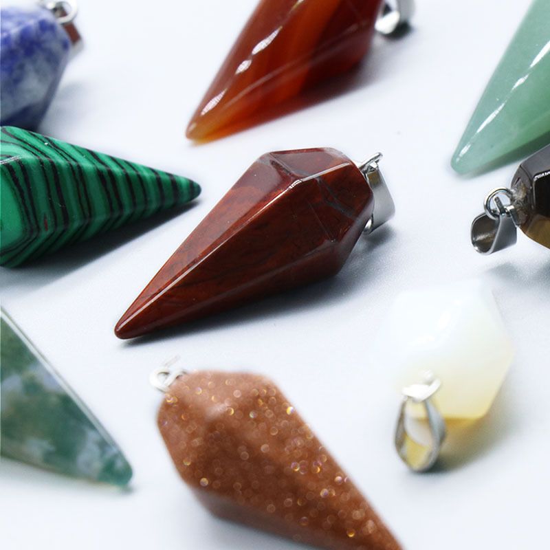 Pingente de Cristal Natural Hexagonal Cone Cônico Hexagonal Rômbolo Pêndulo eBay AliExpress Jóias