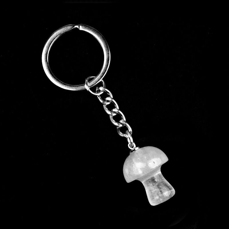 1324-Pedra de cristal natural de ágata 2cm pequeno cogumelo chaveiro pingente bonito saco de jóias pingente pequeno presente