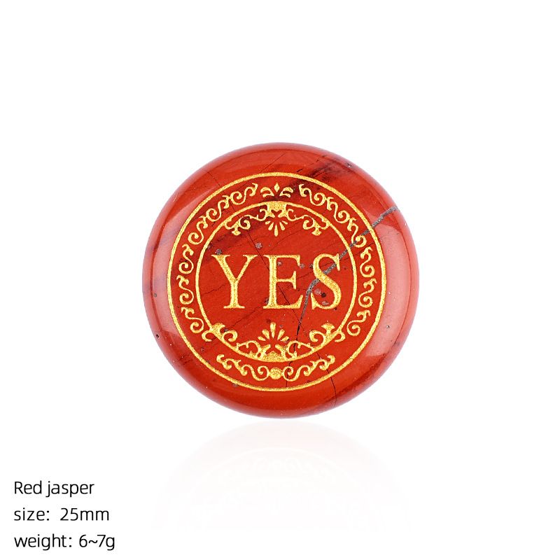 25Mm cristal natural decisão pedra transfronteiriça Europeia e americana sim / não duas opções uma dupla face letras redondas ágata escolha pedra