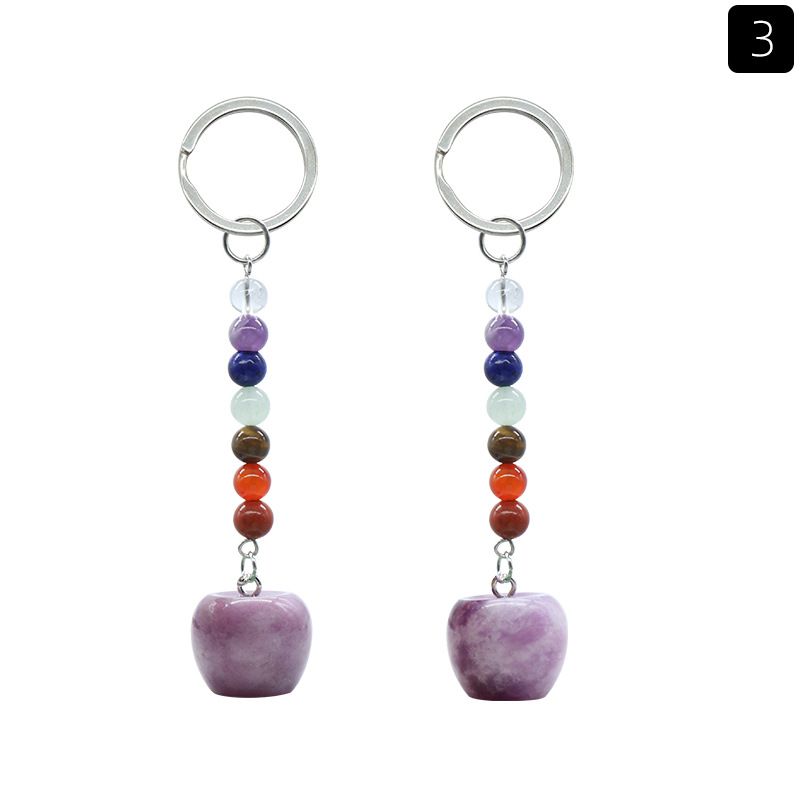 1478-Pequeno Chaveiro de Maçã Cristal Natural Pedra Colorida Pingente De Maçã De 20mm, Decoração De Véspera De Natal